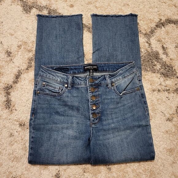 Kenneth Cole NY high-rise button fly cut off jeans - Picture 1 of 7